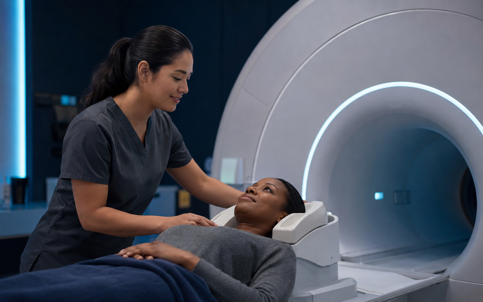 Compassionate patient care during an imaging exam